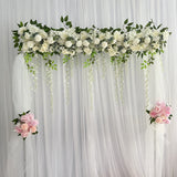 Msddl 100cm White Custom Artificial Silk Wedding Decoration Flowers Wall Arrangement Supplies Peony Row Decor Romantic DIY Iron Arch Backdrop