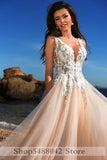 Msddl Back to school Smileven Princes Wedding Dresses Champagne A Line Beach Lace Bride Dresses Robe De Mariee Wedding Gowns