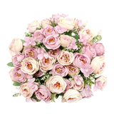 Msddl Bridal Bouquets Wedding Flowers 10 Heads Small Rose Artificial Flowers Peonies Silk Fake DIY Home Decoration Wedding Accessories