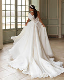 Msddl Boho High Side Split Wedding Dresses Lace Appliques One Shoulder Bride Gowns with Big Bow Sleeveless A-Line Dress