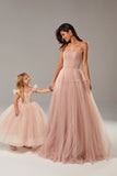 Msddl  Blush Pink/Blue Long Prom Dresses 2023 Spaghetti Straps Tiered Skirt A-Line Party Dresses Pleated Tulle Formal Gowns