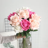 Msddl 3Pc 71cm Moist Feel Rose Artificial Flowers Latex Roses Flower Home Decoration Wedding Road Lead Flowers Marriage Bridal Bouquet