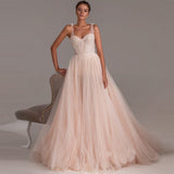 Msddl Tulle Embroidery Lace Long Prom Dresses Sweetheart A-Line Evening Dress Spaghetti Straps Formal Party Gown