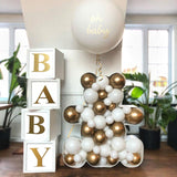 Msddl White Square Stereoscopic Baby Shower Box Boy Girl Wedding 1st Birthday Party Wedding Decoration Kids BabyShower Balloon Transparent Box