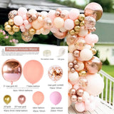 Msddl Rose Gold Pink Balloon Garland Arch Kit Happy Birthday Party Decoration Kids Baby Shower Latex Ballon Chain Wedding Birthday Baloon