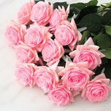 Msddl 15Pcs/lot High Quality Artificial Flowers Decor Rose Latex Flower Home Decoration Real Touch Rose Wedding Bridal Bouquet Flower