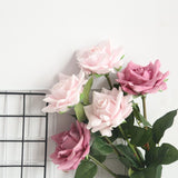 Msddl 3Pc 71cm Moist Feel Rose Artificial Flowers Latex Roses Flower Home Decoration Wedding Road Lead Flowers Marriage Bridal Bouquet