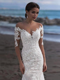 Msddl Back to school Smileven Mermaid Wedding Dress Long Sleeves Boho Bridal Gowns Lace Appliques Robe De Soriee Turkey Wedding Gowns