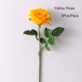 Msddl 5Pcs Moisturizing Feel Roses Fake Flowers Home Table Decoration Real Touch Artificial Flowers Latex Rose Wedding Bridal Bouquet