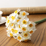 Msddl Hot Sale Artificial Flower Daffodil Bouquet Silk Cloth Daffodil Flower Arrangement Home Hotel Restaurant Bedroom Decoration DIY