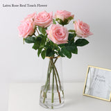 Msddl 5Pcs Moisturizing Feel Roses Fake Flowers Home Table Decoration Real Touch Artificial Flowers Latex Rose Wedding Bridal Bouquet