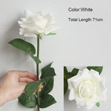 Msddl 3Pc 71cm Moist Feel Rose Artificial Flowers Latex Roses Flower Home Decoration Wedding Road Lead Flowers Marriage Bridal Bouquet