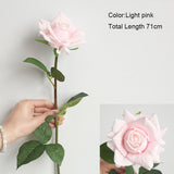 Msddl 3Pc 71cm Moist Feel Rose Artificial Flowers Latex Roses Flower Home Decoration Wedding Road Lead Flowers Marriage Bridal Bouquet