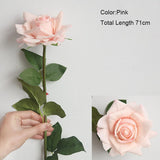 Msddl 3Pc 71cm Moist Feel Rose Artificial Flowers Latex Roses Flower Home Decoration Wedding Road Lead Flowers Marriage Bridal Bouquet