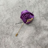 Msddl Groom Boutonniere Lapel Pins Wedding Corsage Suit Buttonhole Silk Roses Gold Leaves Men Women Brooch Flowers Mariage Accessories