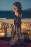 Msddl Back to school Smileven Black Lace Mermaid Wedding Dress Long Sleeves Bridal Dress Vestidos De Novia 2023 Lace Appliques  Sexy Wedding Gowns