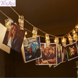 Msddl 1.2M 10 LED Photo Clip String Lights Romantic Wedding Decoration Fairy Light Christmas Decor Birthday Party Favors