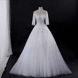 Msddl Back to school Ladybeauty 2023 New Simple Appliques Wedding Dress 3/4 Sleeve Lace Up Back Bride Wedding Gown