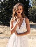 Msddl Back to school Wedding Dress Spaghetti Straps Backless Lacing Back Bride Dress Elegant Garden Country Lace Appliques Wedding Gowns