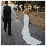 Msddl Back to school Smileven Mermaid Wedding Dress Spaghetti Straps Sleeveless Lace Top Beach Bride Dresses Train Elegant Wedding Bridal Gowns 2023