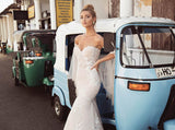 Msddl Back to school Smileven Mermaid Wedding Dress Strapless Lorie 2023 Lace Appliques Detachable Sleeves Boho Bridal Gowns Wedding Gowns