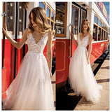 Msddl Back to school Smileven Lace Wedding Dresses Vestidos De Novia 2023 Simple V NECK Bridal Dress O-Neck Sexy Romantic Floor Length Wedding Gowns