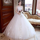 Msddl Back to school Vestido De Noiva Appliques Lace Flowers Princess Light Champagne Wedding Dresses 2023 Strapless Train Ball Gown Bridal Dress