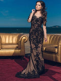 Msddl Back to school Smileven Black Lace Mermaid Wedding Dress Long Sleeves Bridal Dress Vestidos De Novia 2023 Lace Appliques  Sexy Wedding Gowns