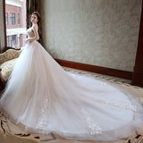 Msddl Back to school Vestido De Noiva Appliques Lace Flowers Princess Light Champagne Wedding Dresses 2023 Strapless Train Ball Gown Bridal Dress