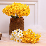 Msddl Hot Sale Artificial Flower Daffodil Bouquet Silk Cloth Daffodil Flower Arrangement Home Hotel Restaurant Bedroom Decoration DIY