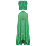 Msddl  2023 Summer Dress Women Sexy Party Dress Maxi Bodycon Dress Green Celebrity Prom Evening Party Dress