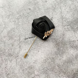 Msddl Groom Boutonniere Lapel Pins Wedding Corsage Suit Buttonhole Silk Roses Gold Leaves Men Women Brooch Flowers Mariage Accessories