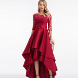 Msddl  Spring/Summer New O-Neck Printing Woman Prom Party Dress Elegant Lace Irregular A-Line Fashion Formal Long  Evening Dressrs