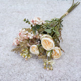 Msddl Luxury Retro wild roses with grass dried looking special flower bouquet Wedding photography props flores artificiales