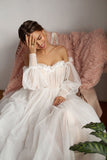 Msddl Back to school Smileven Boho Wedding Dress 2023 Puff Sleeves Bridal Gowns Backless Off The Shoulder Vestido De Noiva Lorie Wedding Gowns