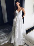 Msddl Back to school Lace Boho Wedding Dresses 2023 Spaghetti Straps V-Neck Wedding Gowns Beach Bride Dress Vestido De Noiva