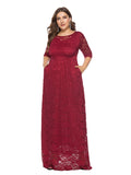 Msddl  Plus Size 6Xl O-Neck Lace Evening Dress Hollowed Out Prom Gown Have Pockets Formal Dress Half Sleeve Robe XUCTHHC 2023 New Dress