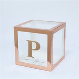 Msddl Rose Gold Transparent Letter A-Z Box Custom Baby Name Balloon Baby Shower Box Girl First 1st Birthday Party Decor Kids Babyshowe