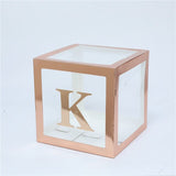 Msddl Rose Gold Transparent Letter A-Z Box Custom Baby Name Balloon Baby Shower Box Girl First 1st Birthday Party Decor Kids Babyshowe