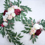 Msddl 2pcs Peony Artificial Wedding Flower Wall Arrangement Arch Backdrop Wedding Decoration Artificial Rose Wreath Door Threshold Decor White