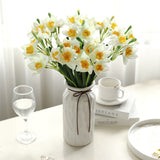 Msddl 15Pc Nordic Decor White Artificial Flowers Daffodils Home Indoor Table Decoration Wedding Bouquet Fake Flower Pastoral Daffodils