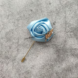 Msddl Groom Boutonniere Lapel Pins Wedding Corsage Suit Buttonhole Silk Roses Gold Leaves Men Women Brooch Flowers Mariage Accessories