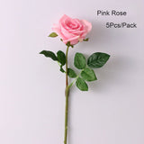 Msddl 5Pcs Moisturizing Feel Roses Fake Flowers Home Table Decoration Real Touch Artificial Flowers Latex Rose Wedding Bridal Bouquet