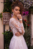 Msddl Back to school Smileven Long Sleeve Lace Princess Wedding Dress A Line Popular Appliques Bride Dresses 2023 Robe De Mariee