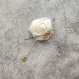 Msddl Groom Boutonniere Lapel Pins Wedding Corsage Suit Buttonhole Silk Roses Gold Leaves Men Women Brooch Flowers Mariage Accessories