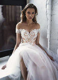 Msddl Smileven A Line Wedding Dresses 2023 Nude Top Lace Boho Bride Gowns Robe De Mariee Wedding Gowns Custom Made