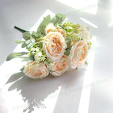 Msddl Wedding Bouquet Artificial Flowers Ivory Wedding Accessories Bride's Bouquet de mariage Silk Roses Peonies Party Home Decoration