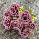 Msddl 7Heads Roses Bouquet Artificial Silk Flowers for Wedding Table Decoration Bridal Bouquet of Rose Fake Flowers Party Home Display