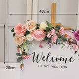 Msddl Champagne Artificial Wedding Decoration Welcome Sign Flowers Photo Props Corner Floral Party Christmas Arch Decor Hanging Flower Garland