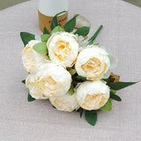 Msddl Simulation 7Head Round Peony Bunch Silk Peonies Flowers for Wedding Flower Arrangement Decoration Bridal Bouquet Home Decoration
